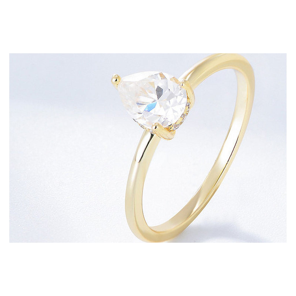 Water Drop Shaped 14k Gold Plated 925 Sterling Silver Ring O4877