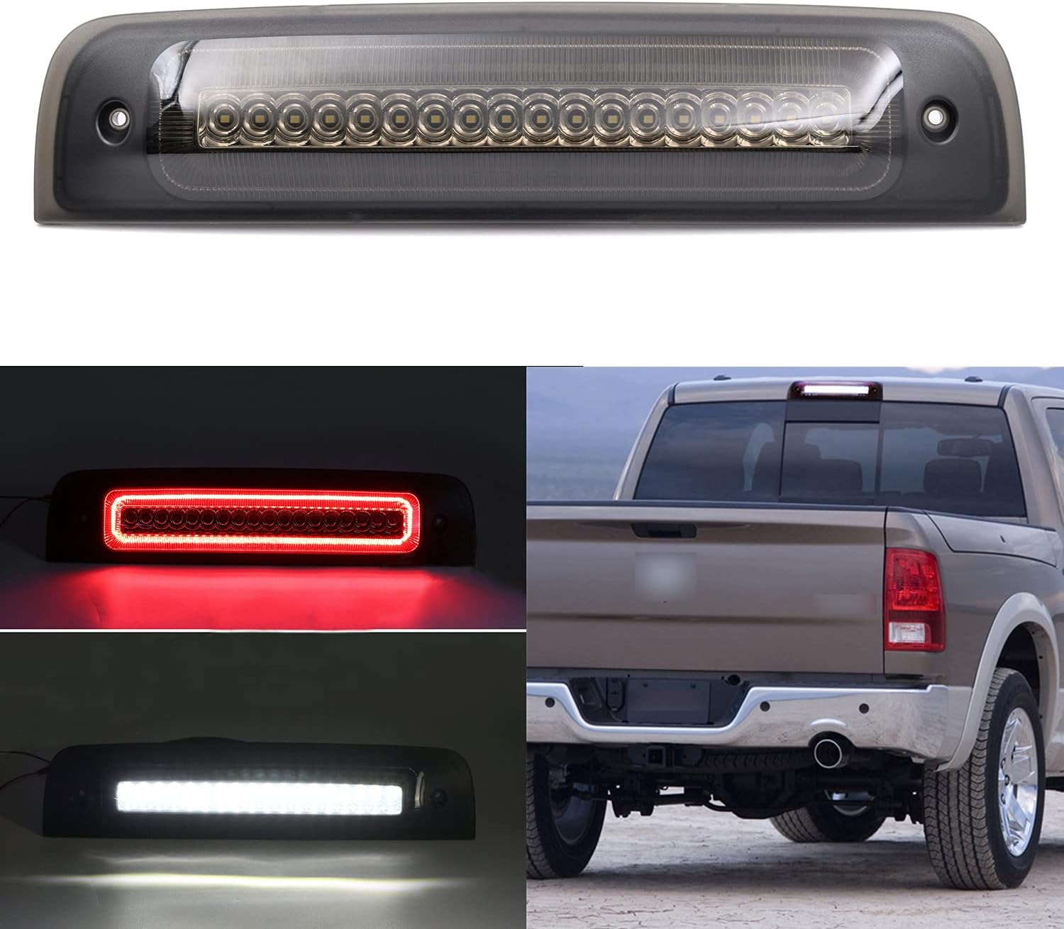 Red LED Strobe High Mount Stop Light Smoke Lens Pack of 2 J5816