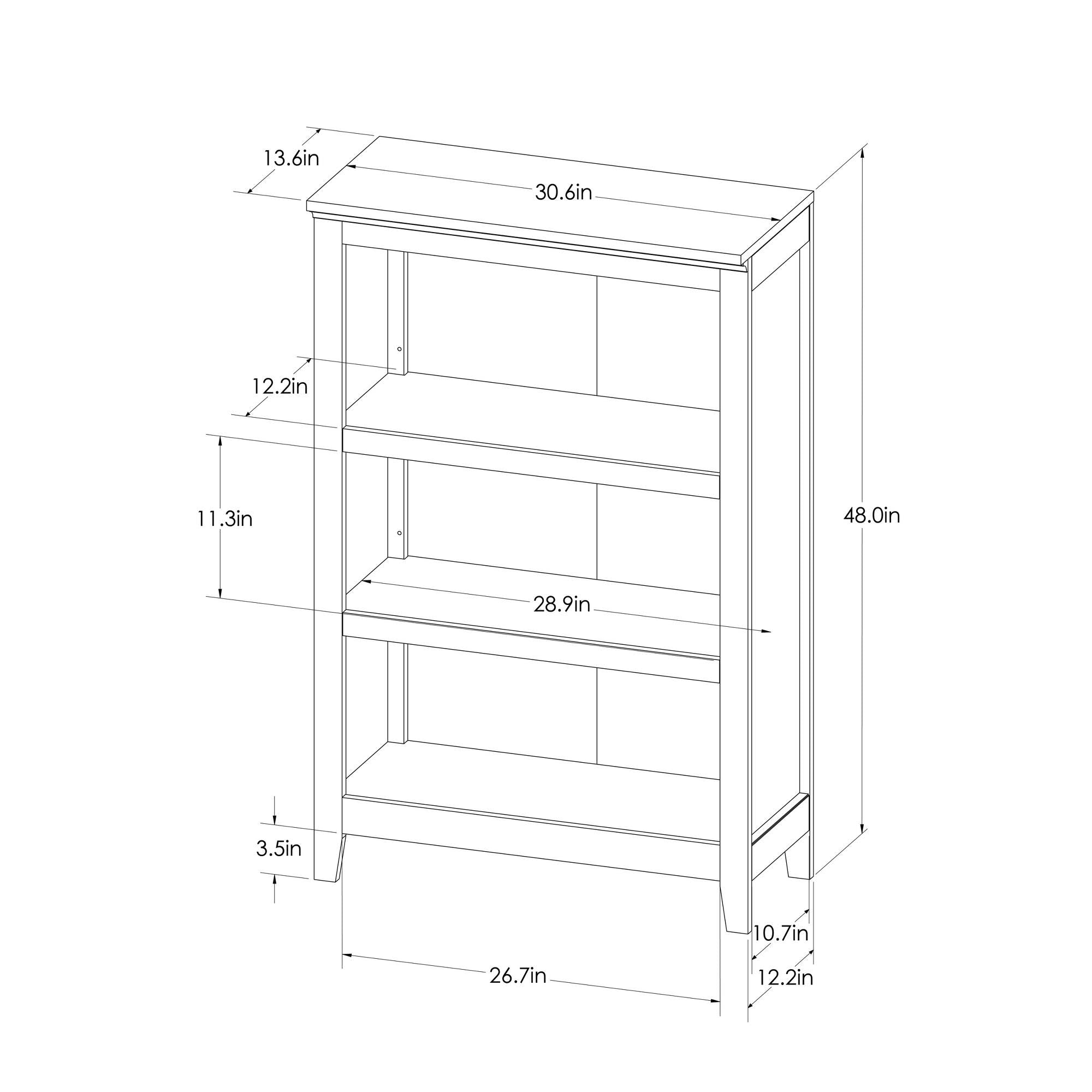 3 Shelf Bookcase, Ebony G11822