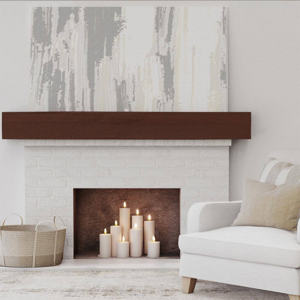 Rough Sawn Faux Wood Fireplace Mantel, Natural Pecan X570624