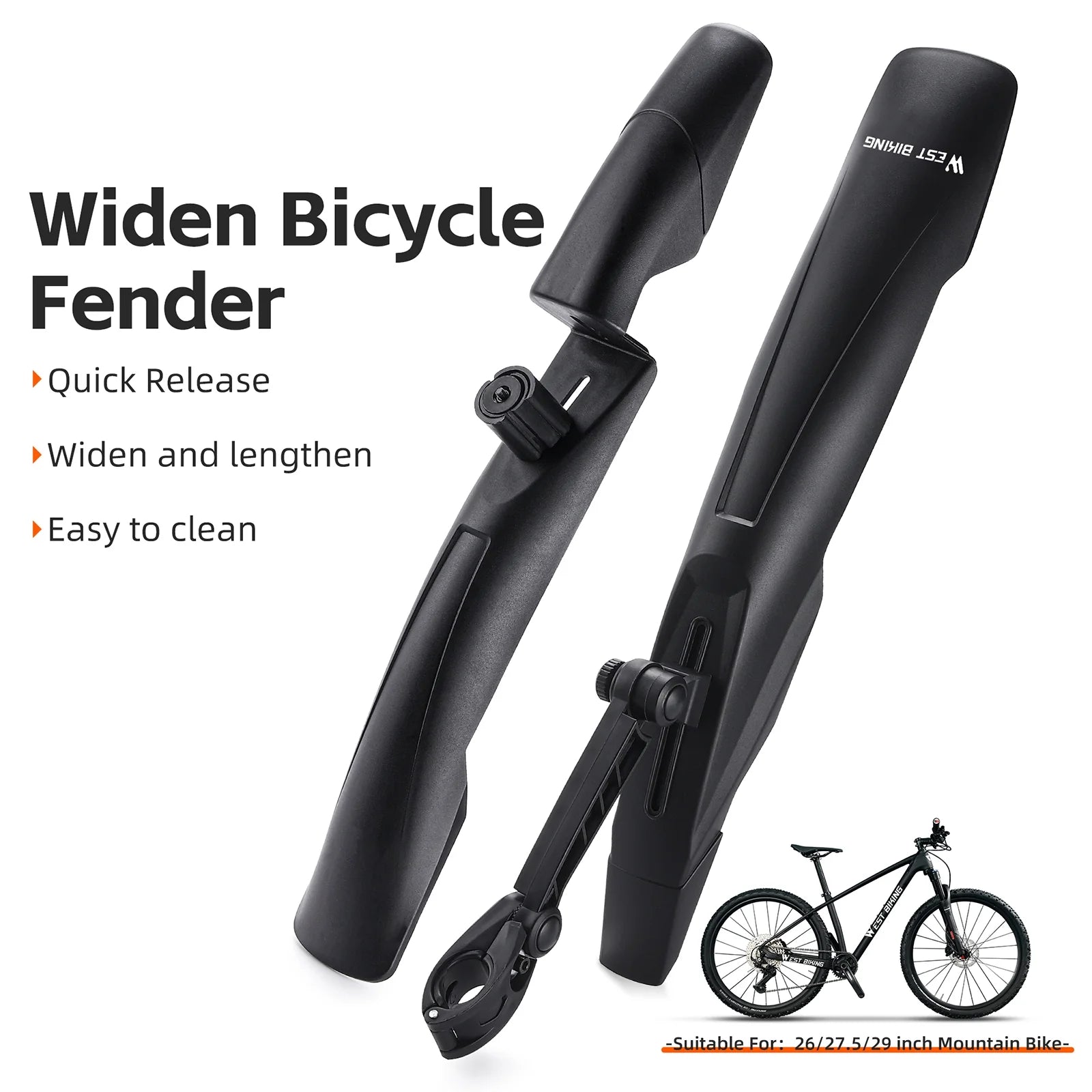 Adjustable Universal Bike Mudguards for 26-29in Bicycles, Front and Rear G919