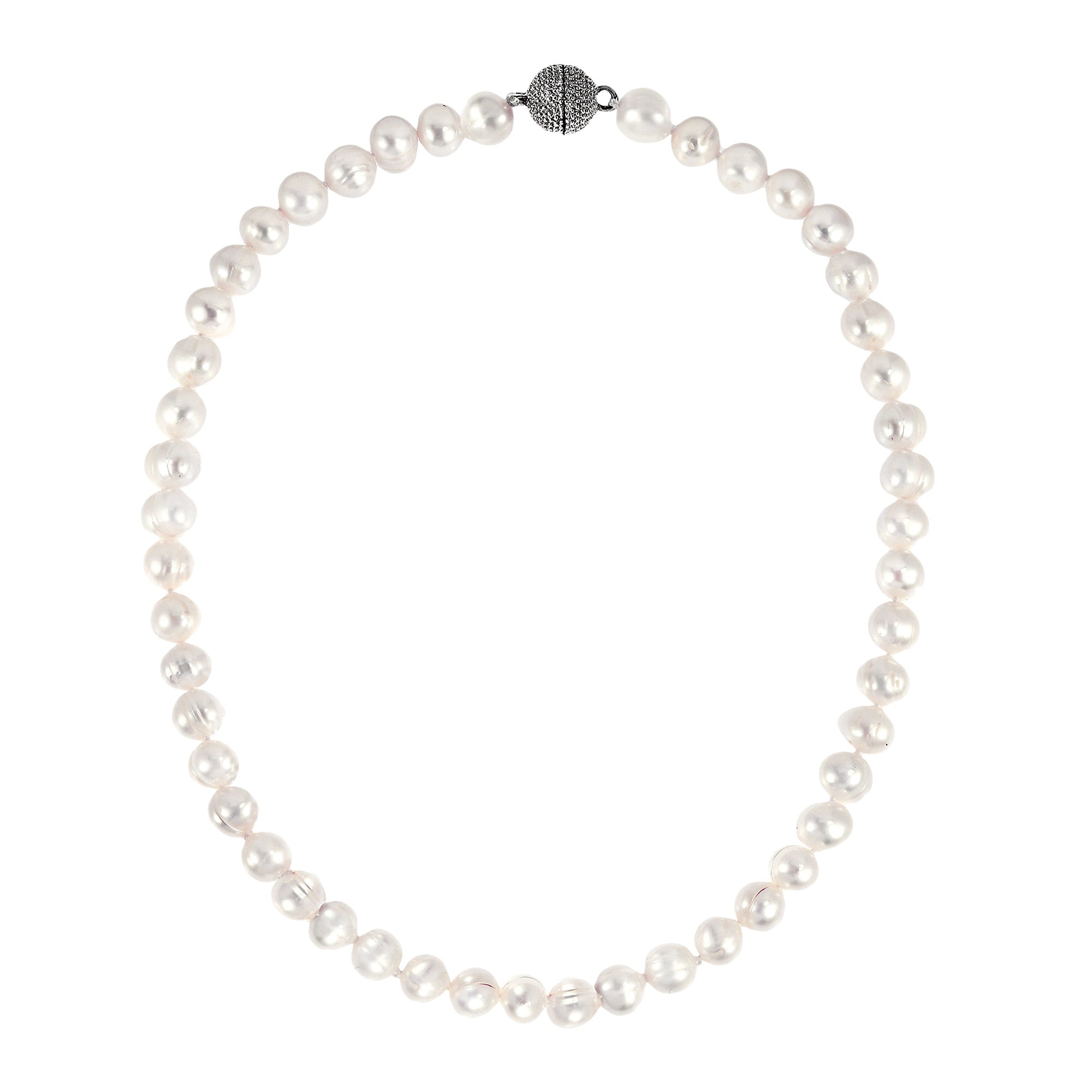 Natural Freshwater White Pearl Sterling Silver Necklace K12005