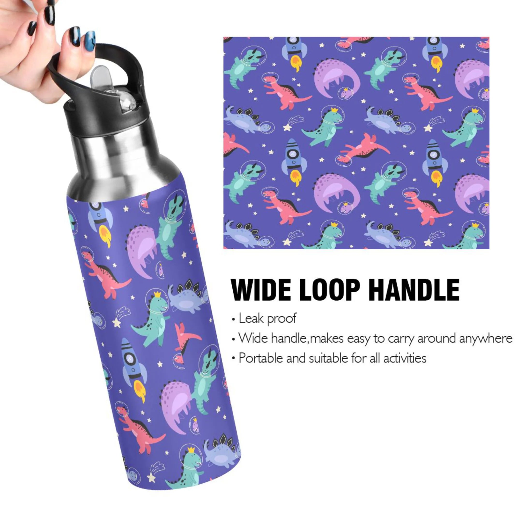 Stainless Steel Insulated Thermos Vacuum Flask Water Bottle with Straw Lid K815