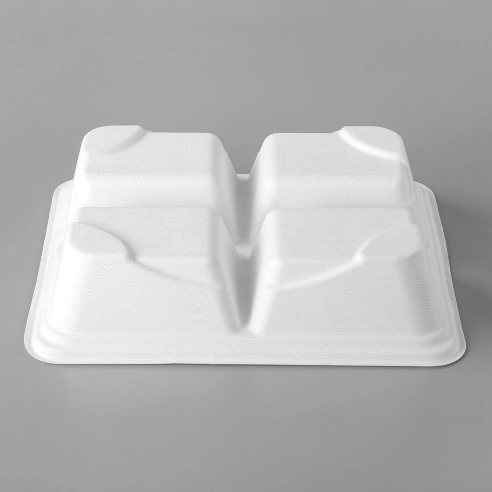 Sugarcane Half Pans, 4-Cmpt, 13 x 10 x 3, 200/Case C44693