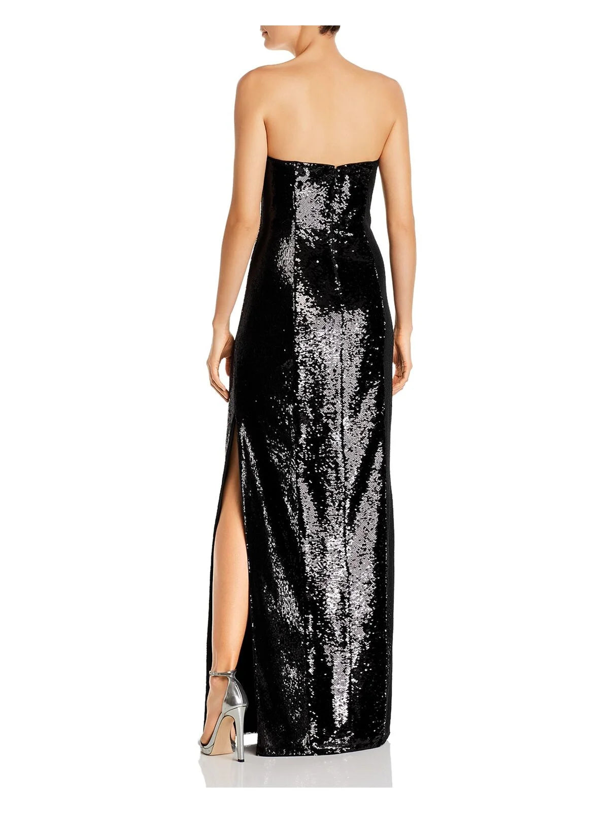 Black Sleeveless Sweetheart Neckline Full-Length Formal Sheath Dress H36534