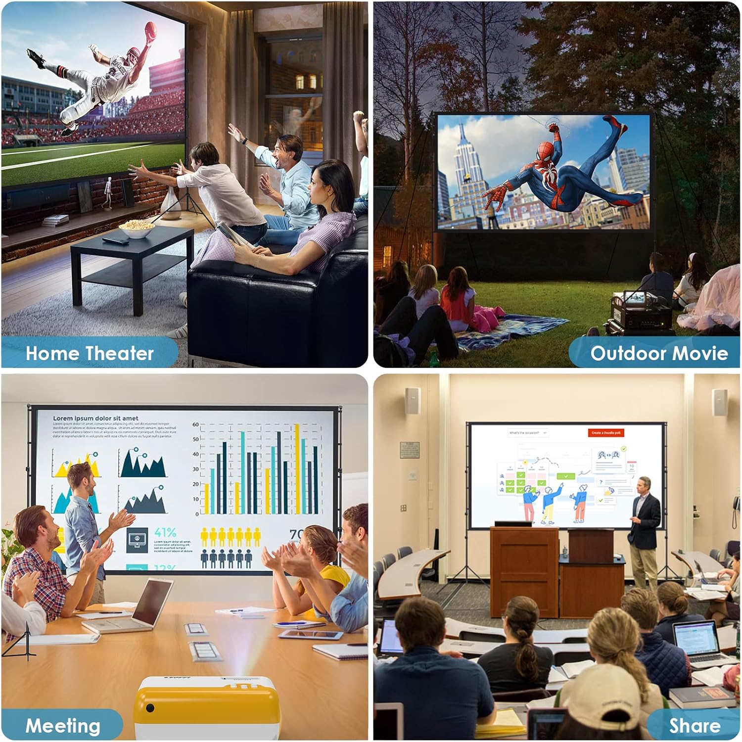 180 Inch Pull Down Projector Screen with Stand E74066