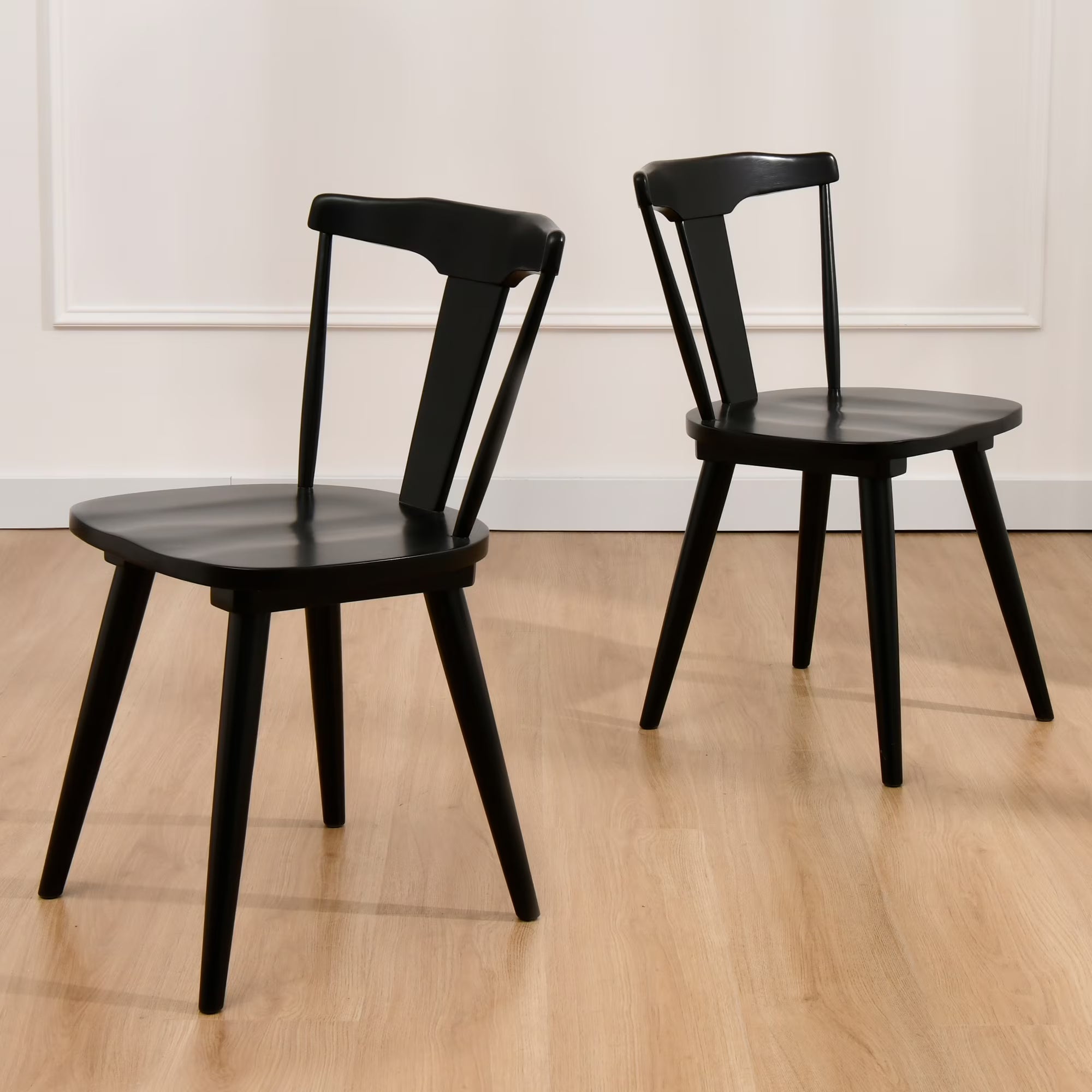 Black Wood Slat Back Dining Chair Set of 2 I206505