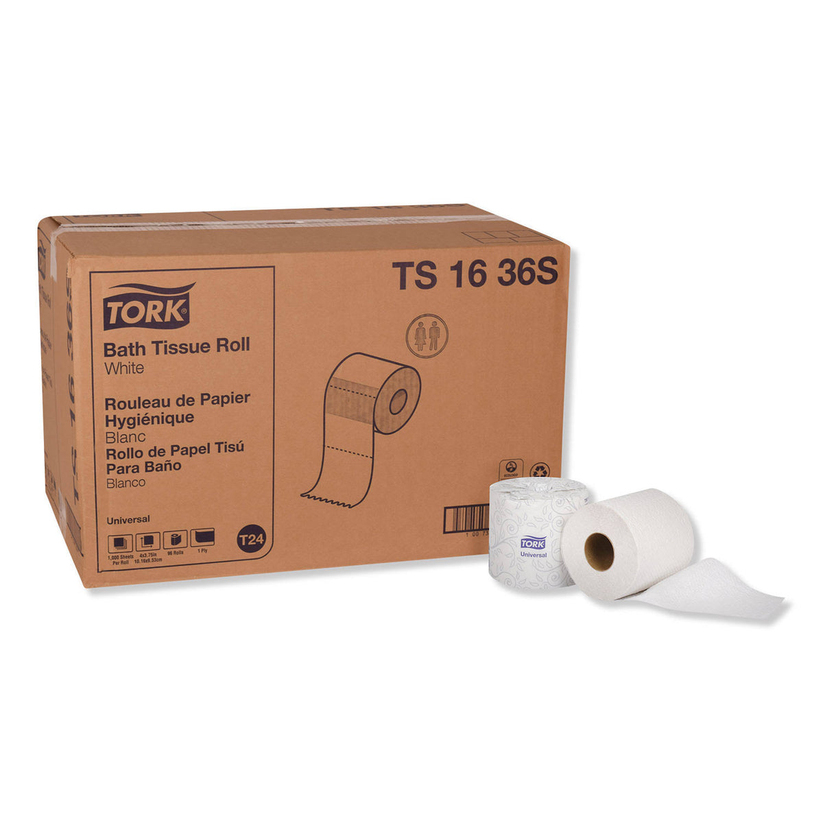 White 1-Ply Bath Tissue, 1000 Sheets/Roll, 96 Rolls/Carton W78282