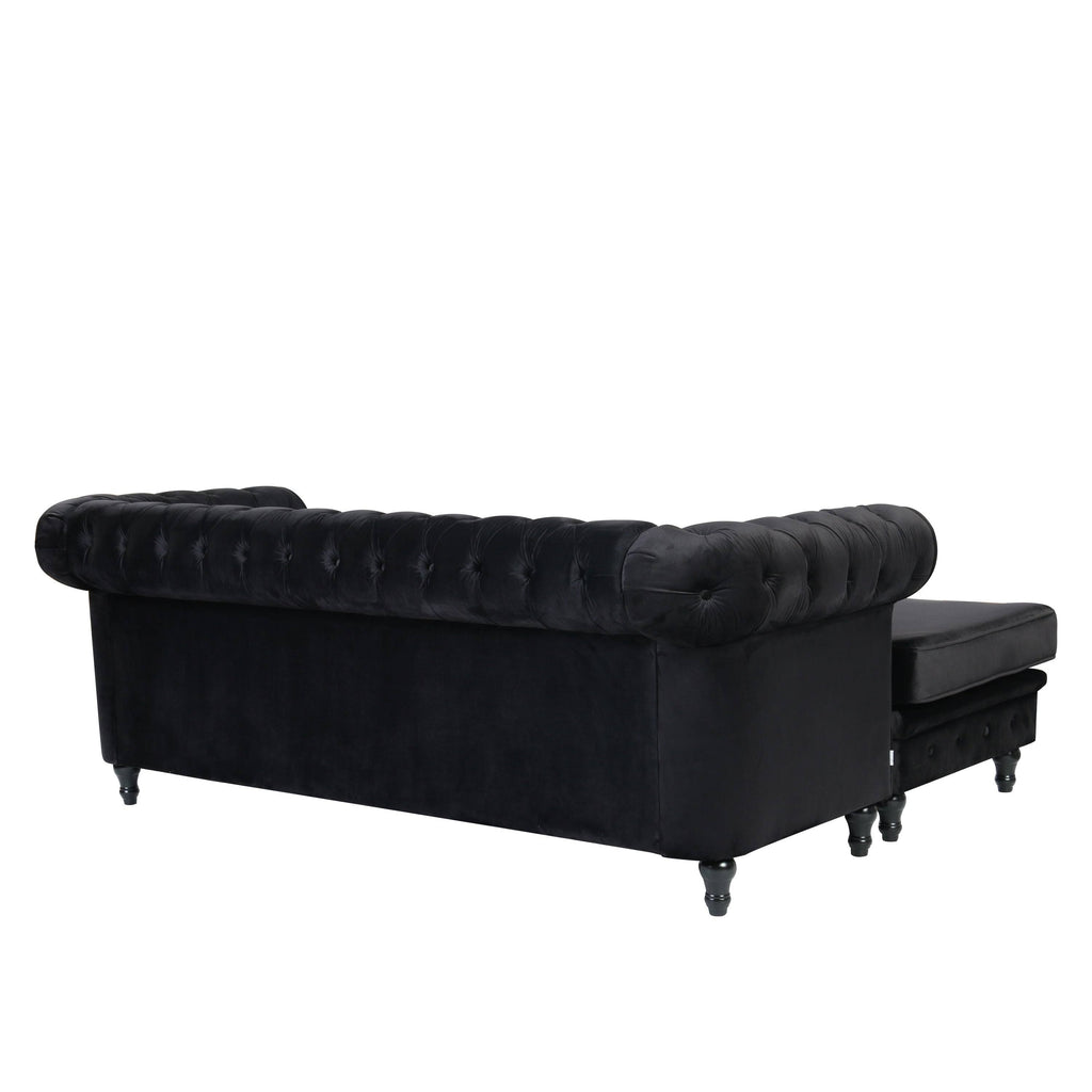 Red Velvet Rolled Arm Sofa with Ottoman B745
