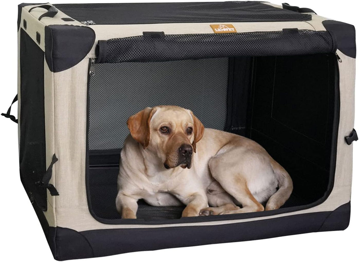 Khaki 26 Dog Crate Carrier Portable Folding Kennel Y424