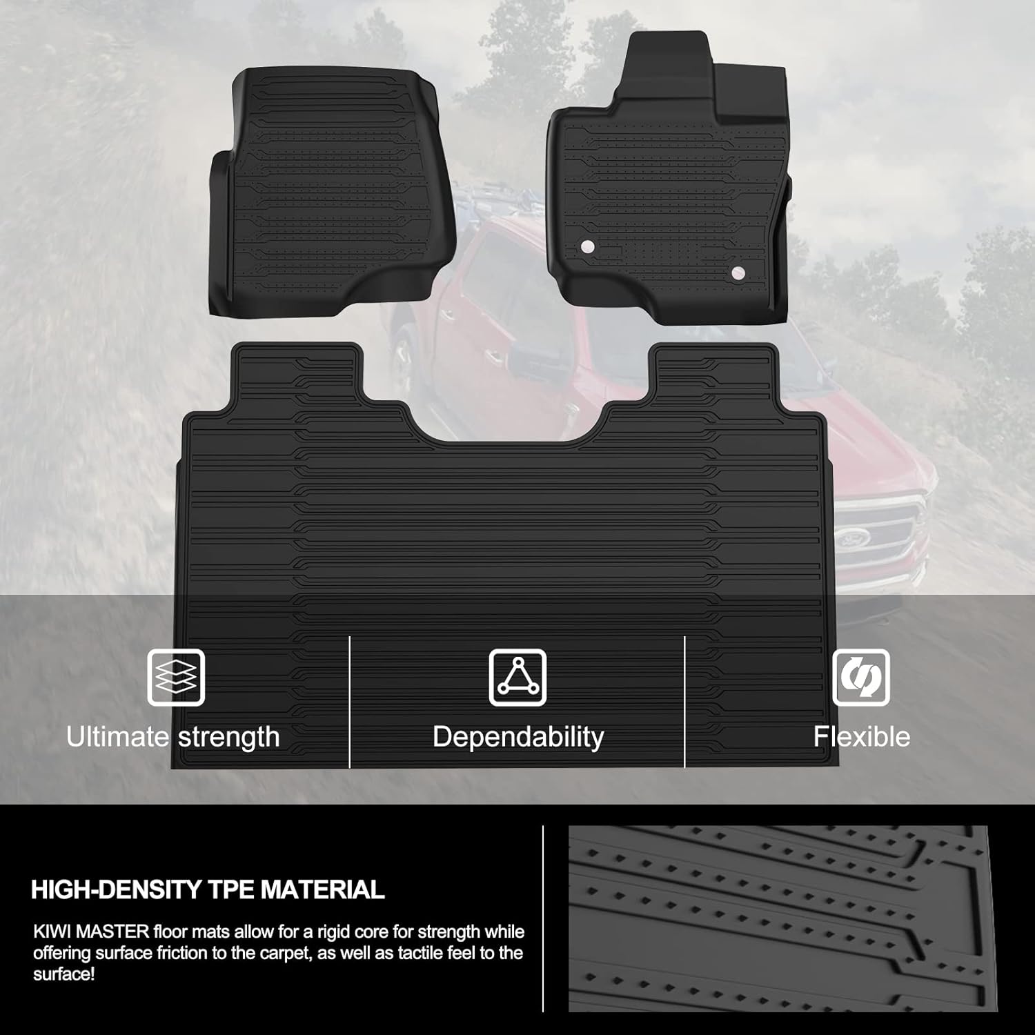 F150 Floor Mats for 2021 2022 Ford F-150 SuperCrew Cab All Weather Custom Fit Liners F2760