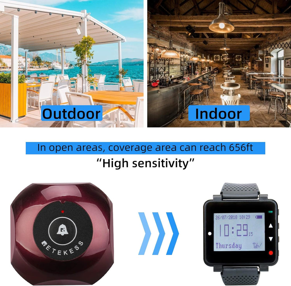 Caregiver Pager, Wrist Call Button, 5 1-Key Call Buttons, Pack of 2 Q893948