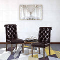 Brown Synthetic Leather Button Tufting Dining Accent Chair Set of 2 A480651