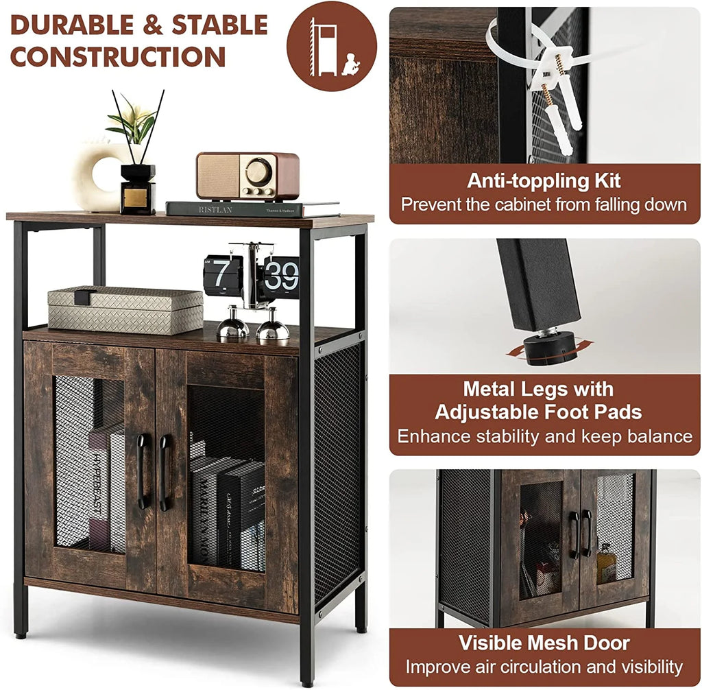 Wine Bar Cabinet with Detachable Wine Rack and Glass Holder S928083