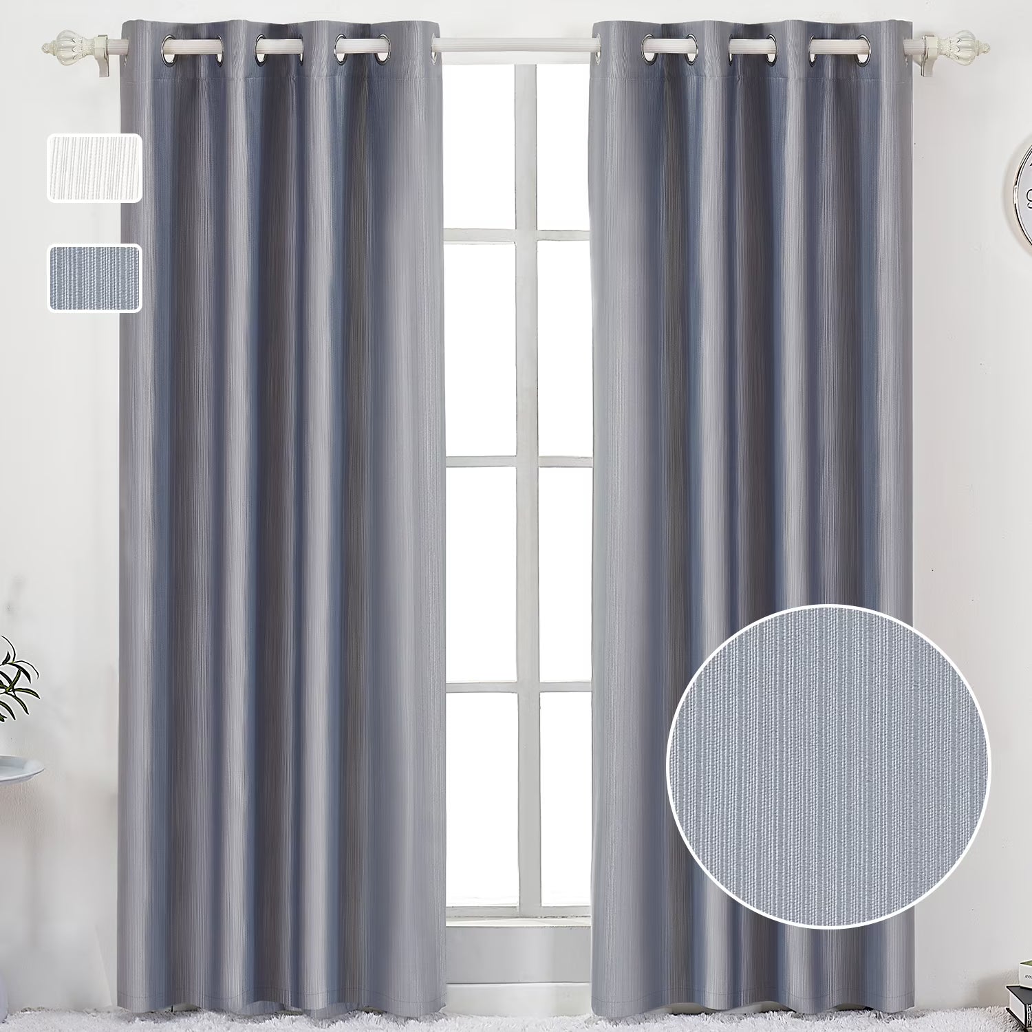 90% Blackout Curtains Set of 2 Panels, Light Gray, 52 x 84 inch I103269