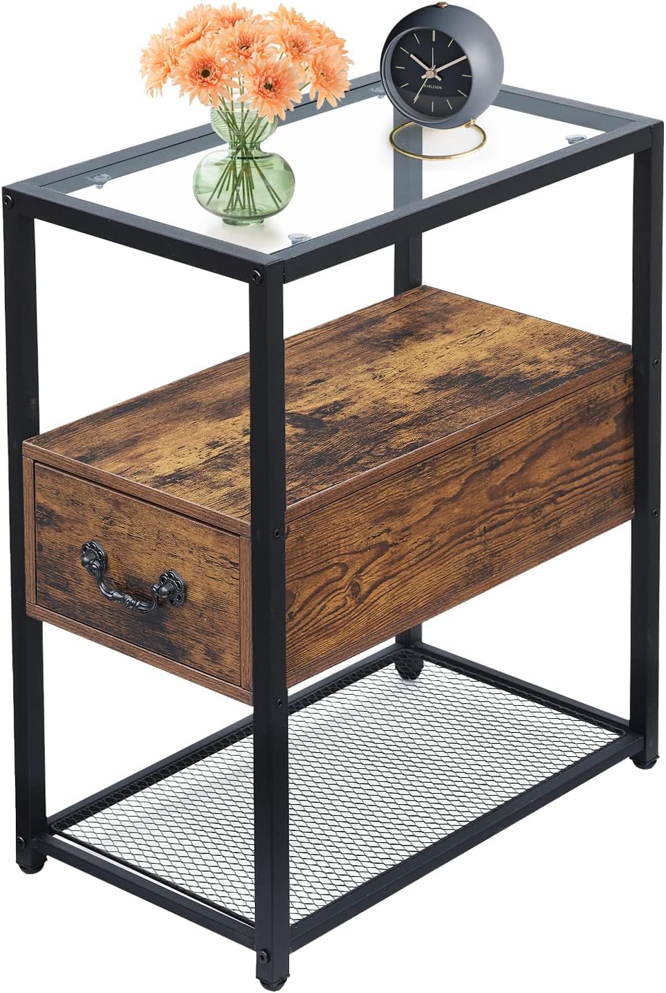 Brown 2 Drawer Nightstand with Shelf H130972