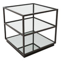 Distressed Black End Table F2364