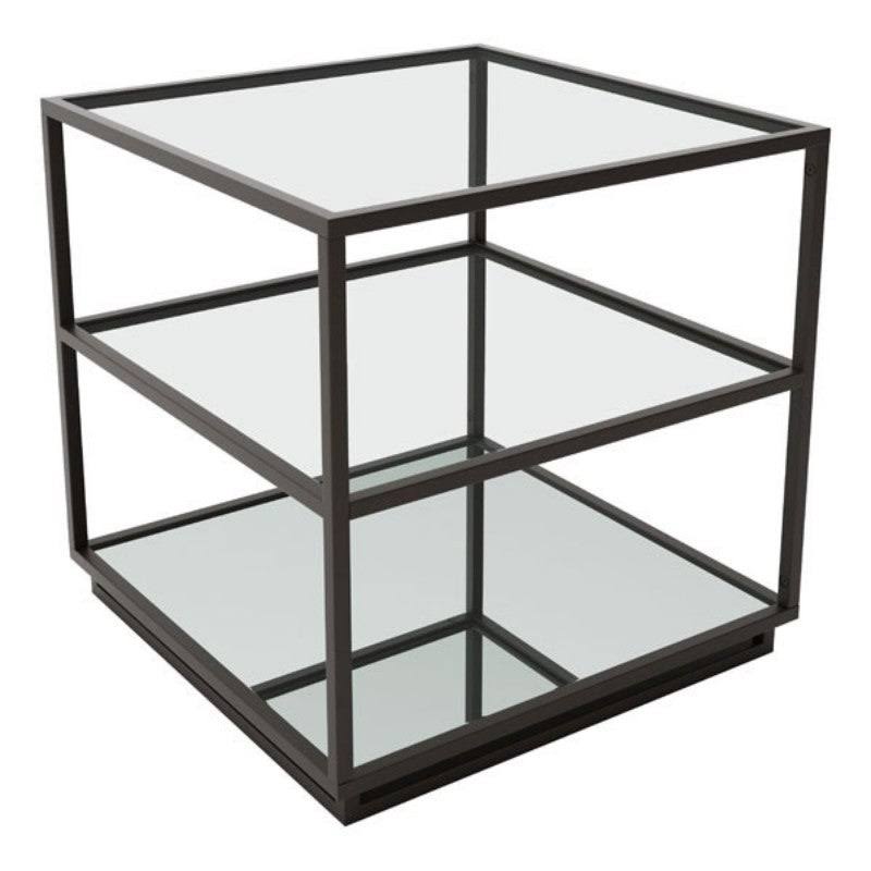Distressed Black End Table F2364