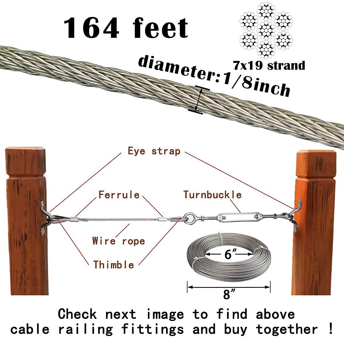 5/32 Stainless Steel Wire Rope and Hydraulic Hand Crimper Swage Tool 60Ton U554631