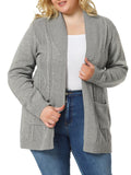 Plus Size Open Front Long Sleeves Kimono Cardigan V1390