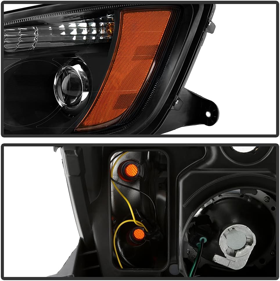 Black Housing Projector Headlight Headlamps Pair Set R759