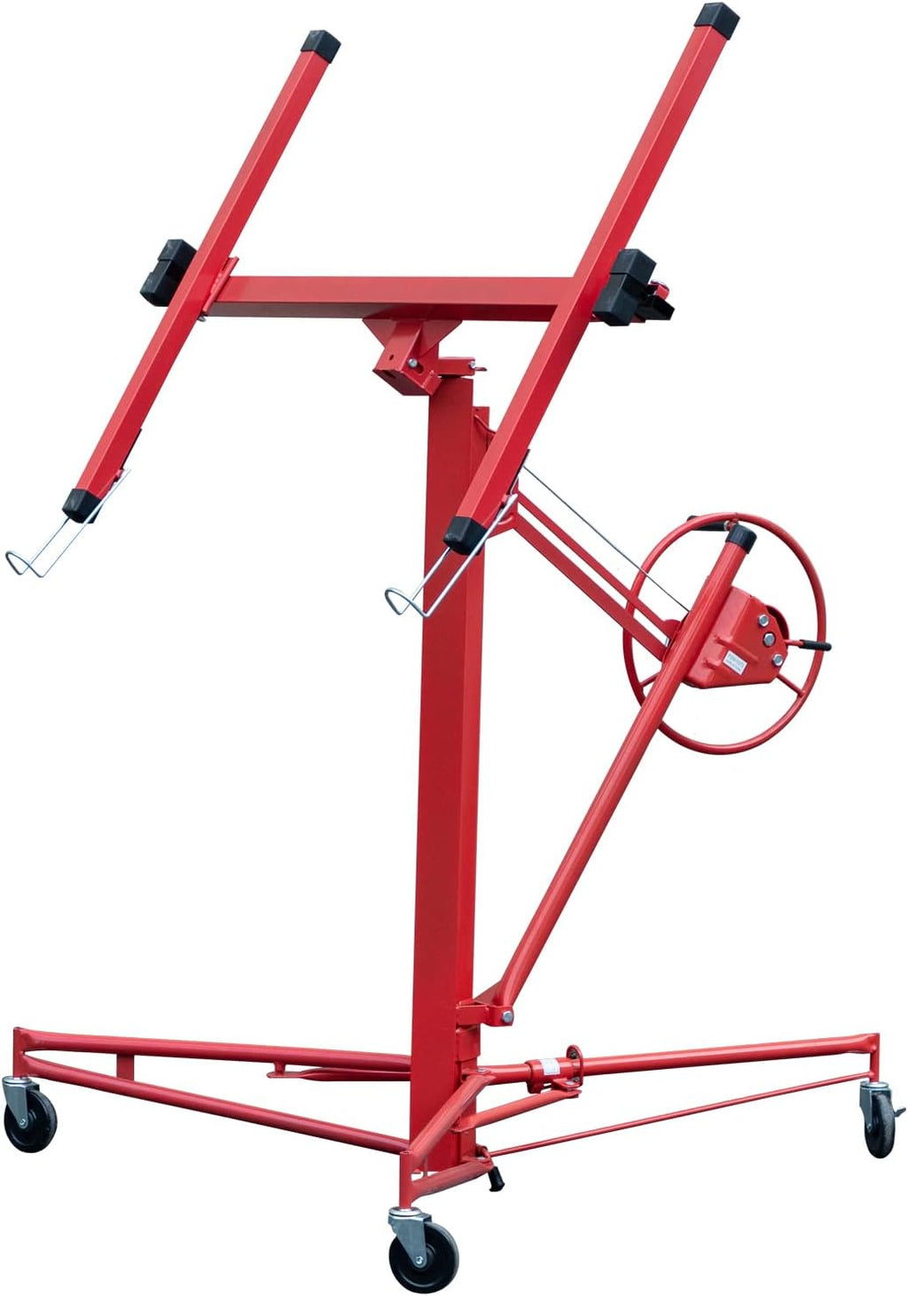 Red 11Ft Drywall Lift Panel Hoist Jack Lifter Lockable Rolling Caster Construction Tools L532807