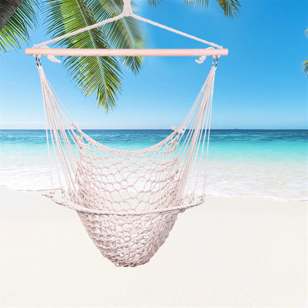 Beige Hanging Rope Air/Sky Chair Swing U312434