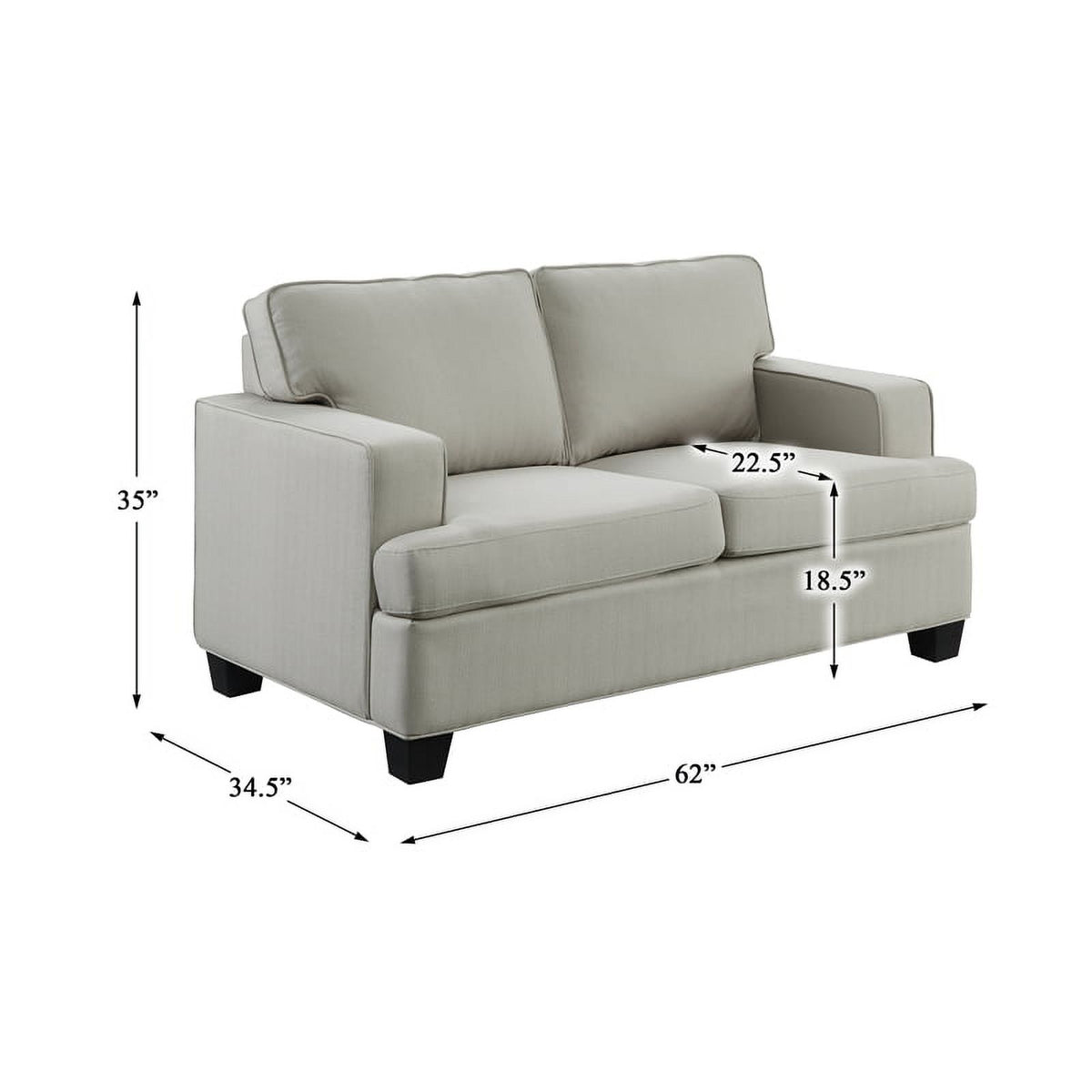 Textured Fabric 2-Piece Upholstered Sofa Set in Gray A9266