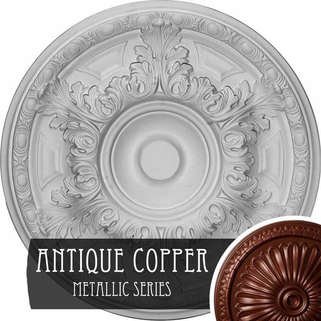 19 inch x 1 1/2 inch Hand-Painted White Crackle Ceiling Medallion L739786