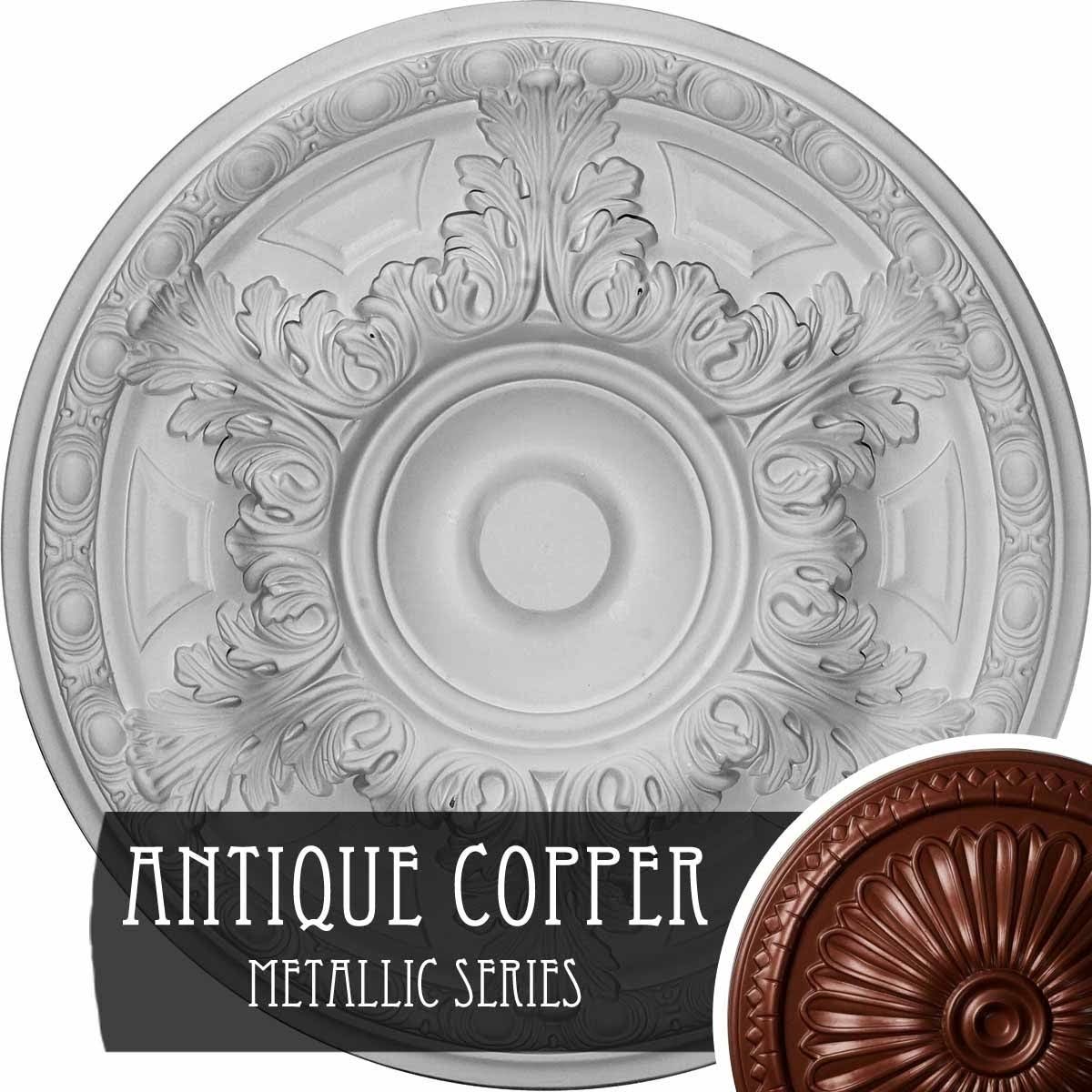 19 inch x 1 1/2 inch Hand-Painted White Crackle Ceiling Medallion L739786