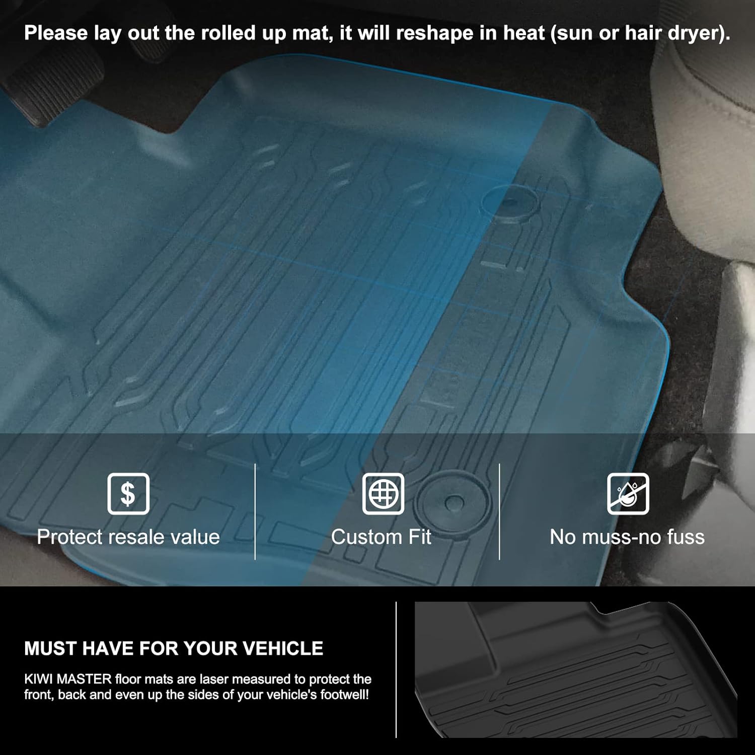 F150 Floor Mats for 2021 2022 Ford F-150 SuperCrew Cab All Weather Custom Fit Liners F2760