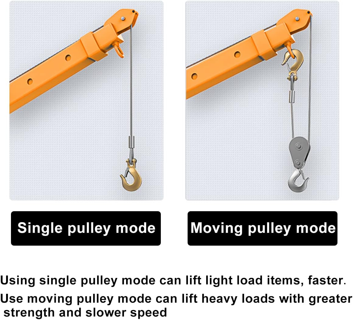 1100lb Folding Truck-Mounted Crane with Electric Winch 3500 lb 12V Painted Steel 360 Swivel R8251