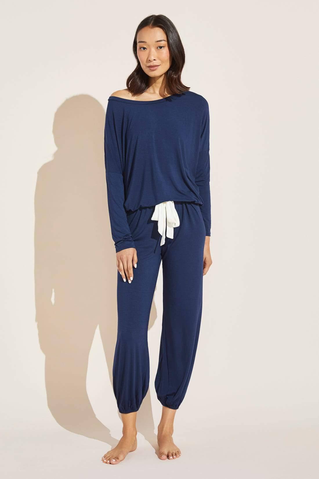 Navy Ivory Modal Slouchy PJ Set D7836