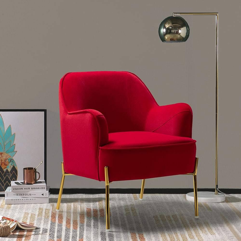 Orange Gold Legs Accent Chair Q819904