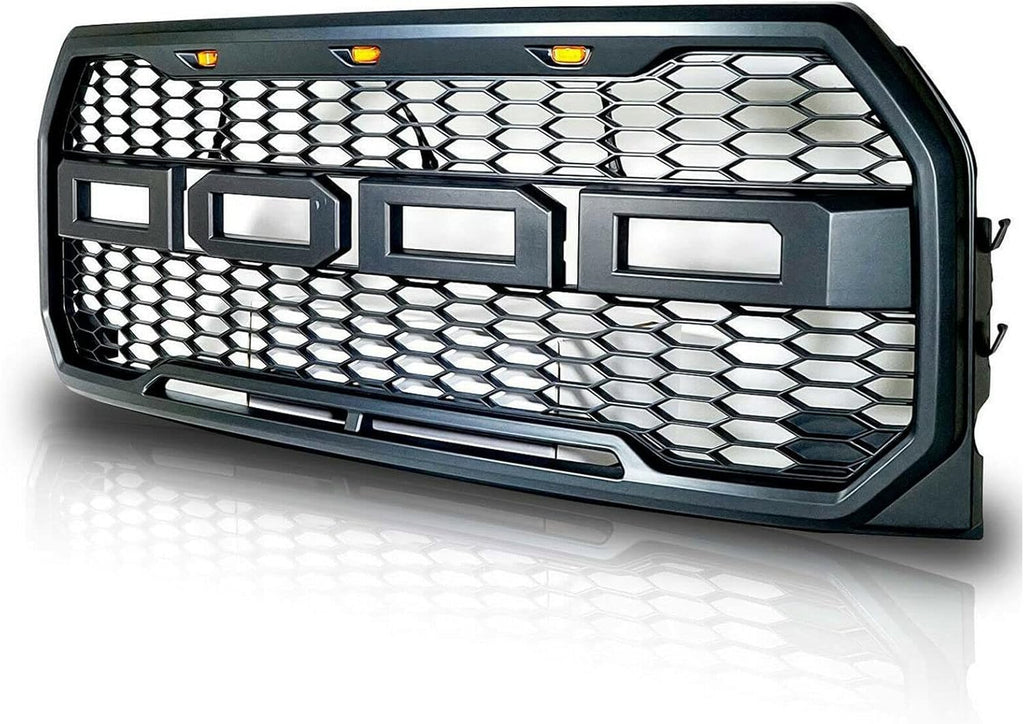 F150 Front Bumper Grille with 3 Amber LED Lights U5766