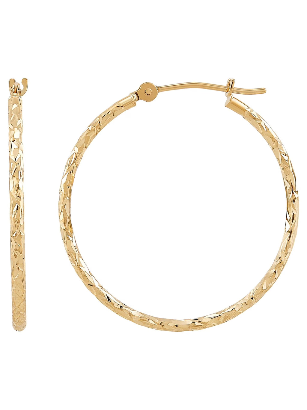 Hollow Round Diamond-Cut Hoop Earrings H139