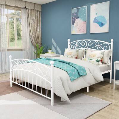 Queen White Steel Bed Frame R55515