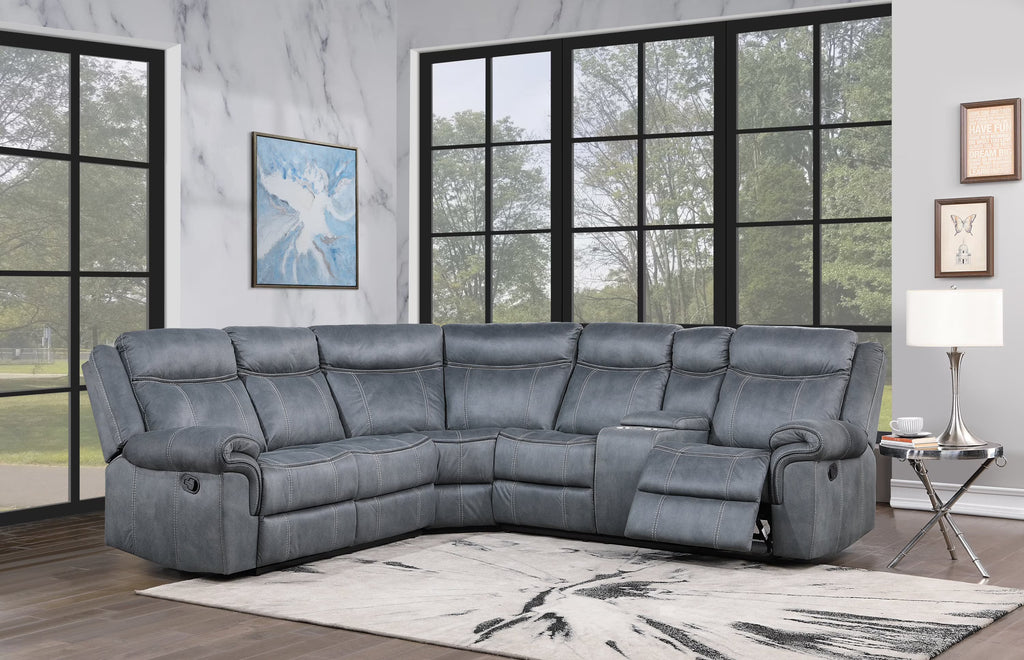 Gray Velvet Sectional Sofa P7101