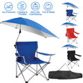 Blue Foldable Beach Chair with Detachable Umbrella Cup Holder Carry Bag N444386
