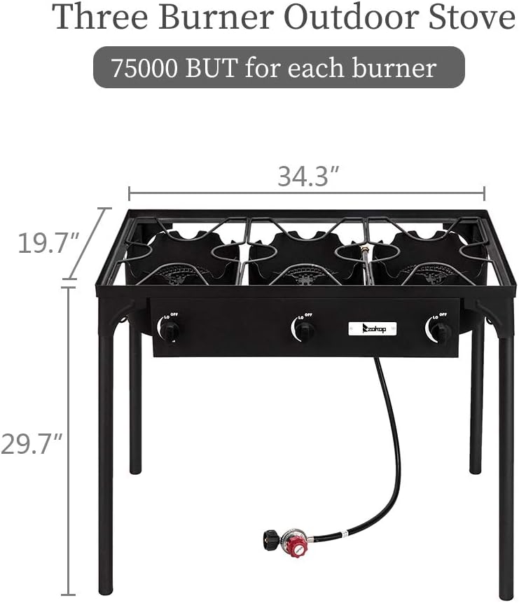 Outdoor 3 Burner Propane Gas Camp Stove with Detachable Legs A275