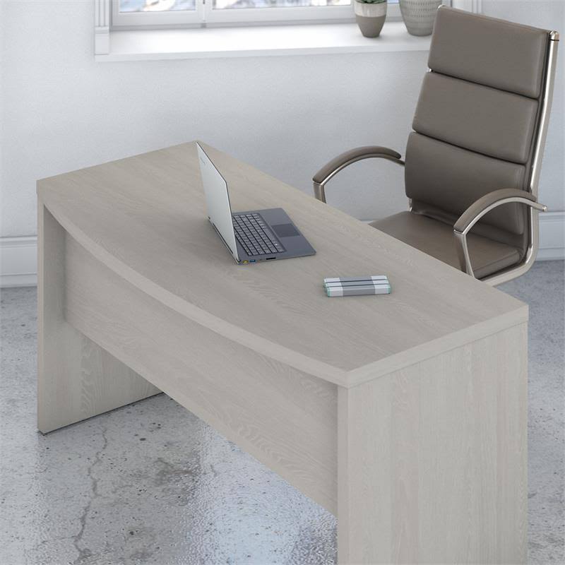 Gray Sand Bow Front Desk with Mobile File Cabinet I793337