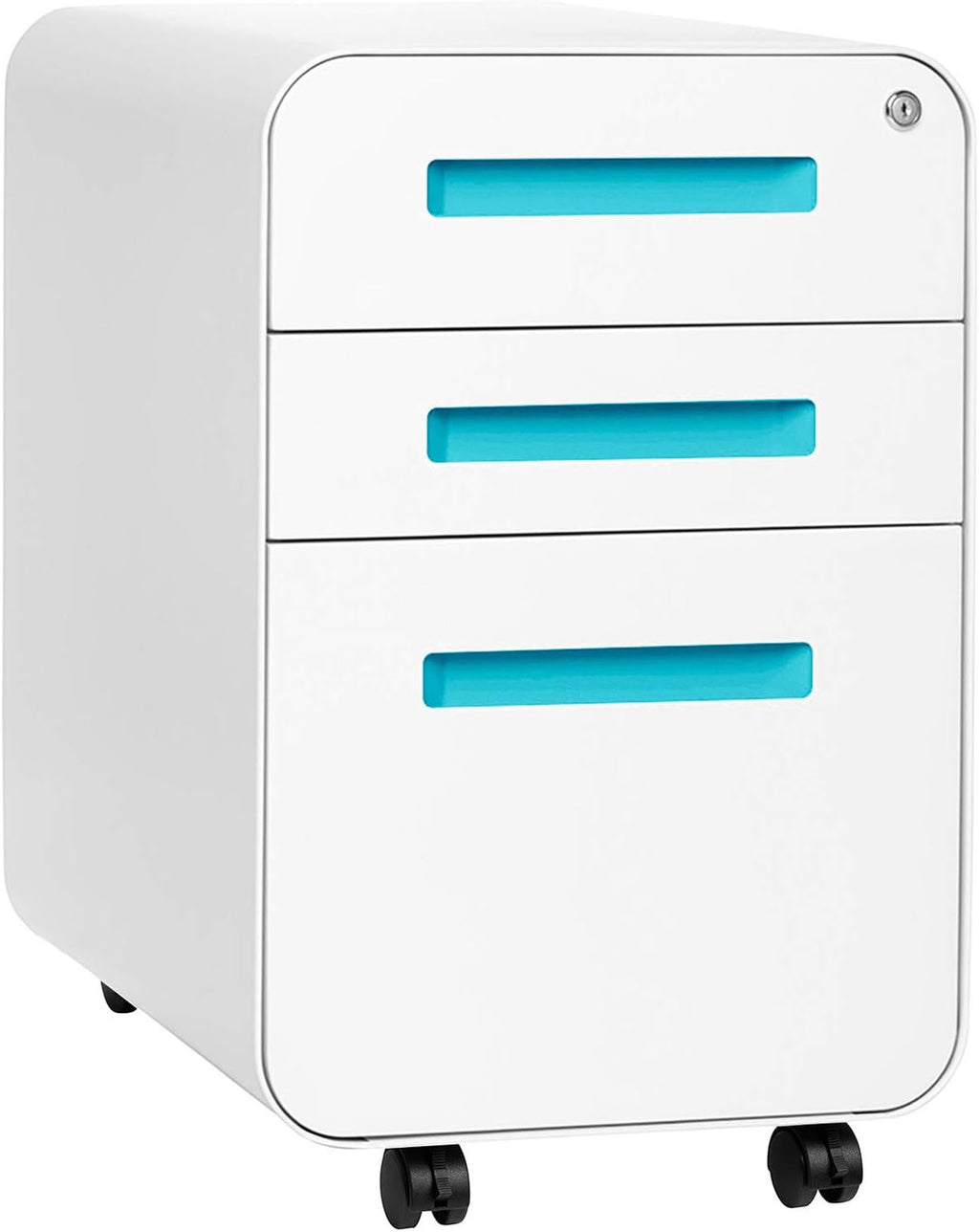 3-Drawer Mobile File Cabinet Orange Faceplate E46672