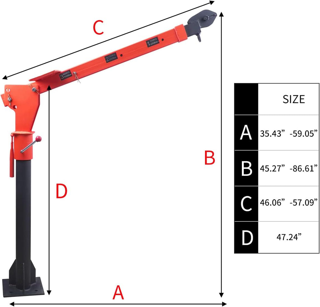 1100lb Folding Truck-Mounted Crane with Electric Winch 3500 lb 12V Painted Steel 360 Swivel R8251