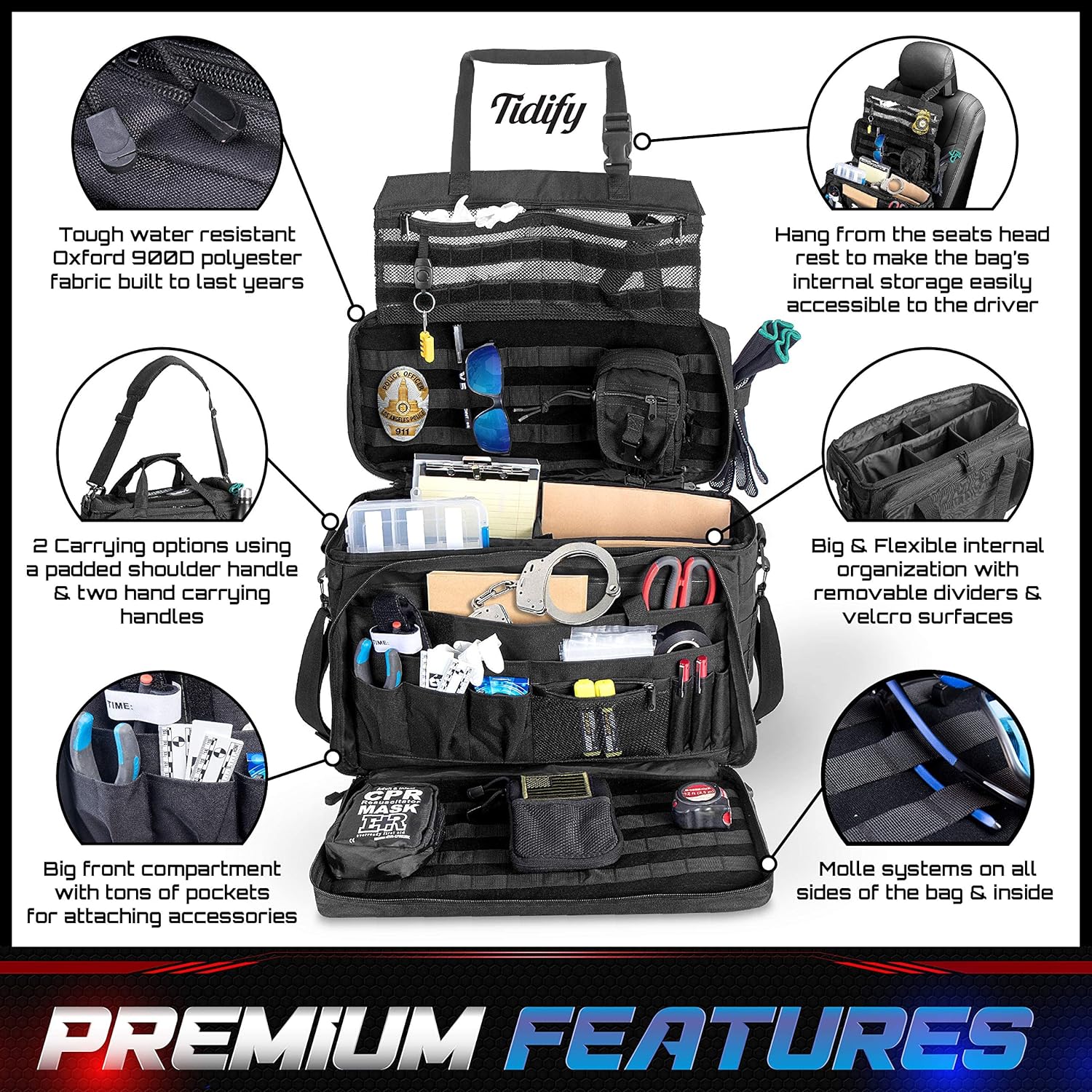 Tactical Bag Car Seat Organizer with Laptop Storage S245674