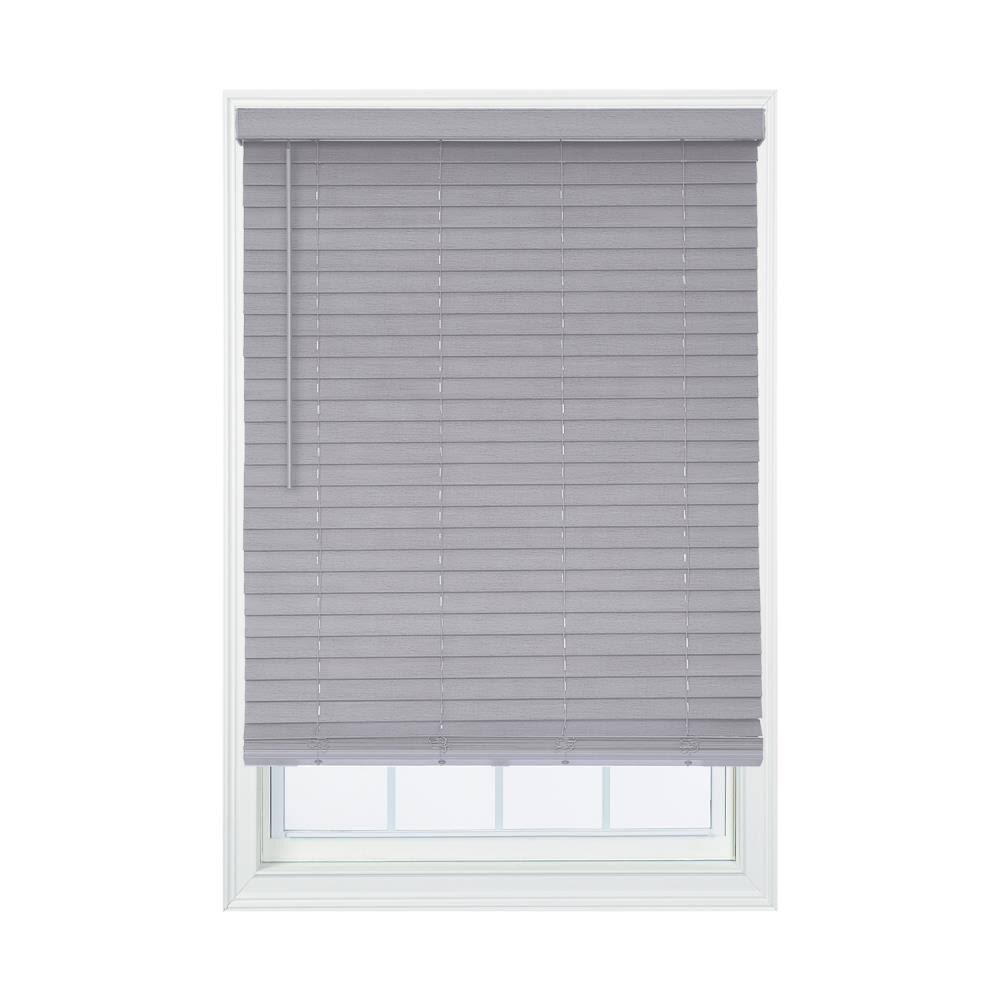 Cordless Gray Faux Wood Room Darkening Horizontal Blinds W6964