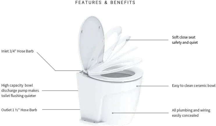 12V Deluxe Flush Electric Marine Toilet O890258