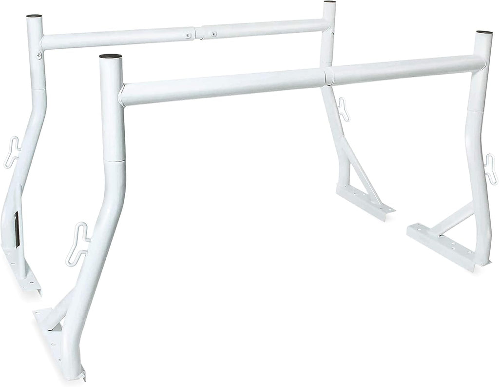 Extendable Steel Pick-Up Truck Ladder Rack Two-bar Set - White J447