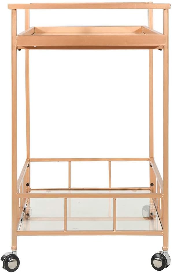 Industrial Glass Bar Cart with Shelves A67458