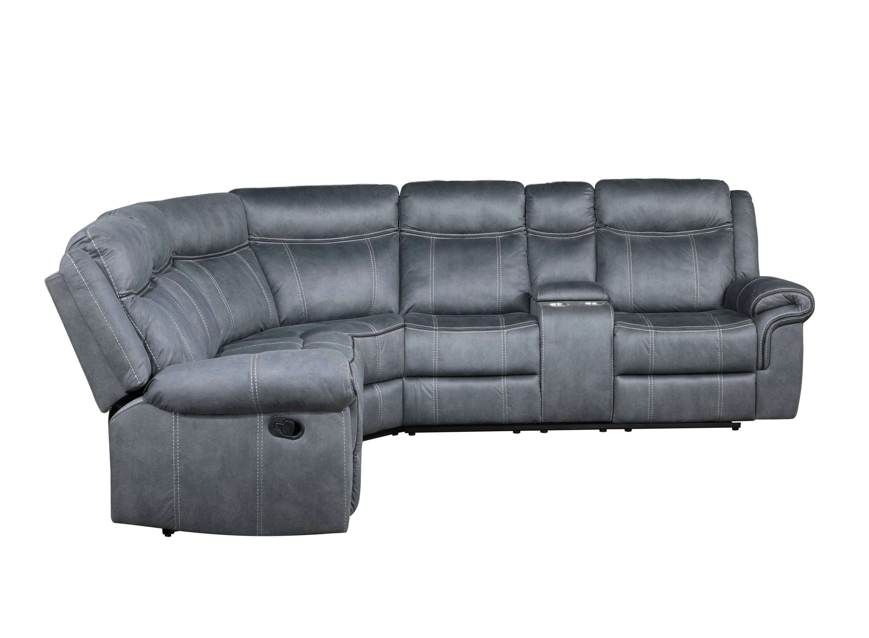 Gray Velvet Sectional Sofa P7101