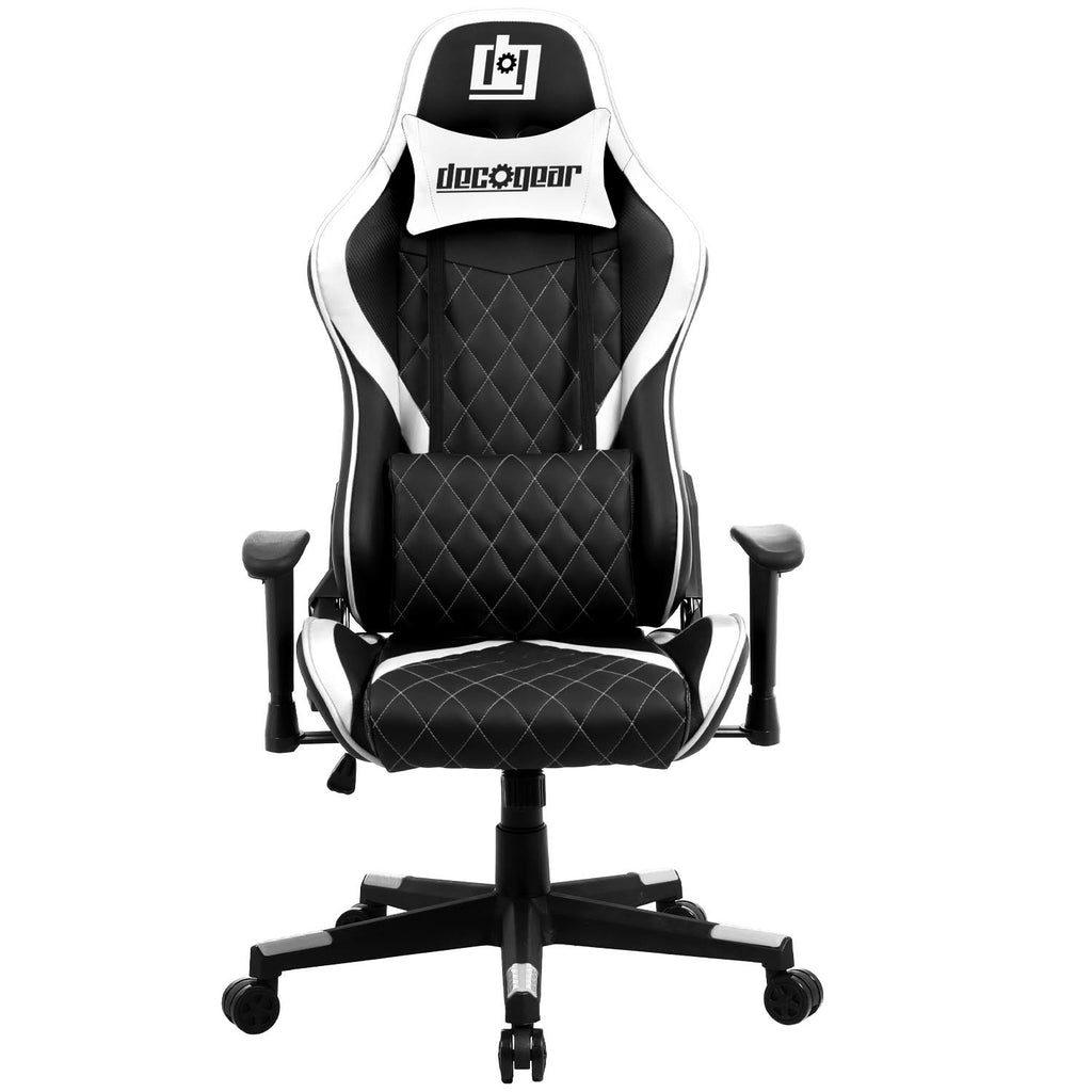White Ergonomic Foam Gaming Chair with Adjustable Head and Lumbar Support H1233
